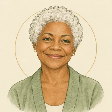 Senhora de cabelo branco crespo